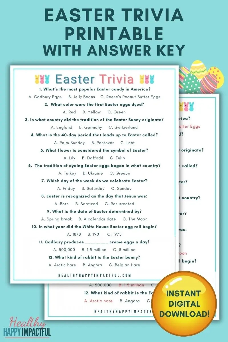 100 Fun Easter Trivia Questions And Answers For A Hopping Good Time! throughout Easter Trivia Questions And Answers Printable