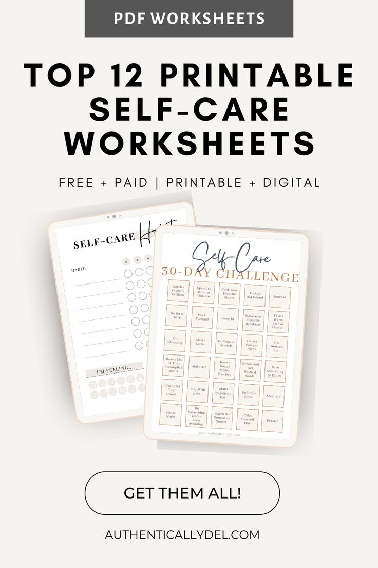 12 Printable Self-Care Worksheets For Adults in Free Printable Self Care Worksheets