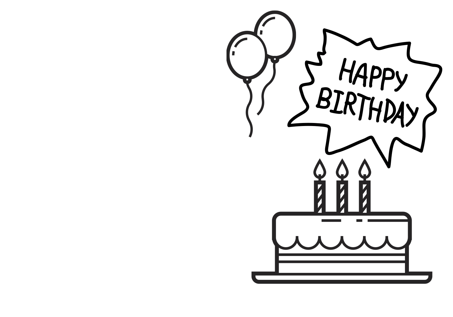 20 Printable Birthday Cards To Color - Parade intended for Black and White Printable Birthday Cards
