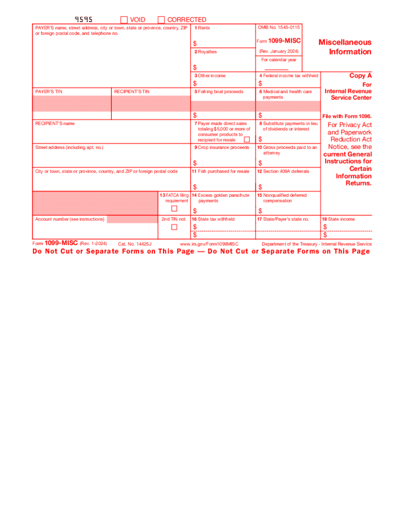 2024 Form Irs 1099-Misc Fill Online, Printable, Fillable, Blank within Printable 1099 Form For Employees