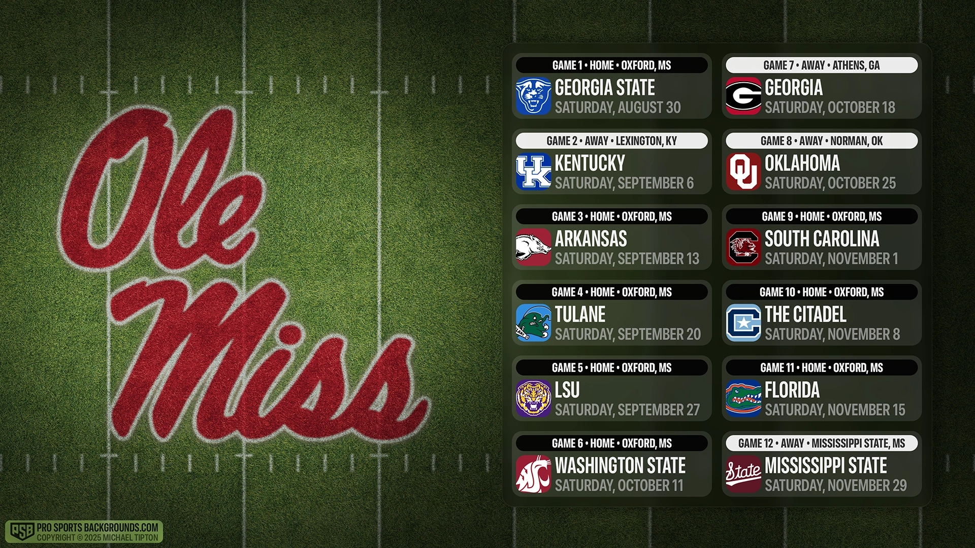 2025 Ole Miss Rebels Wallpapers & Full Season Schedules intended for Printable Ole Miss Football Schedule