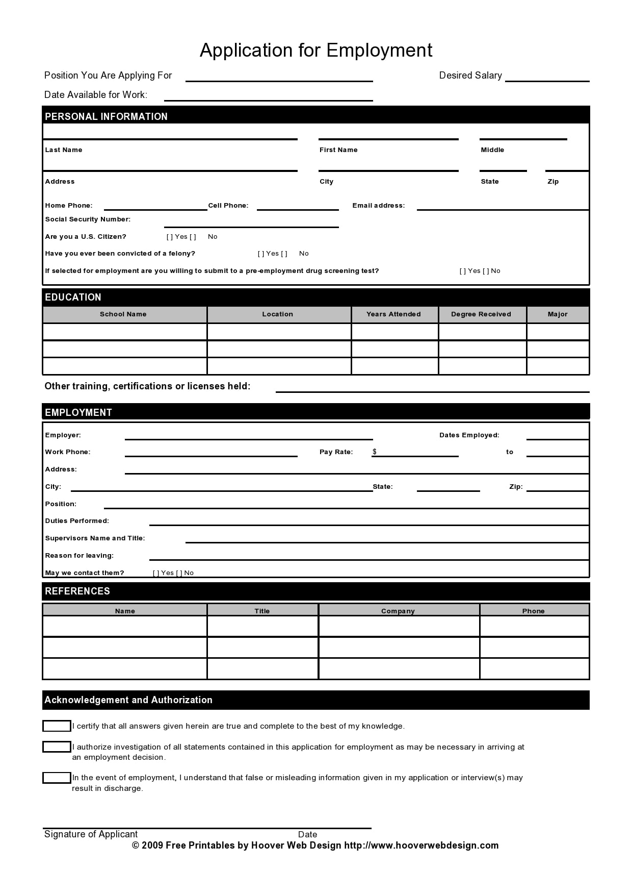 27 Basic Employment Application Templates [Free] in Downloadable Free Printable Job Application