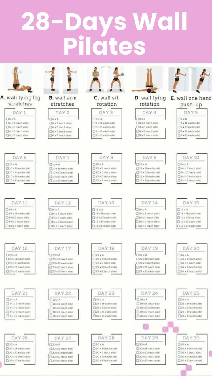 28-Day Wall Pilates Challenge in Wall Pilates Challenge Free Printable