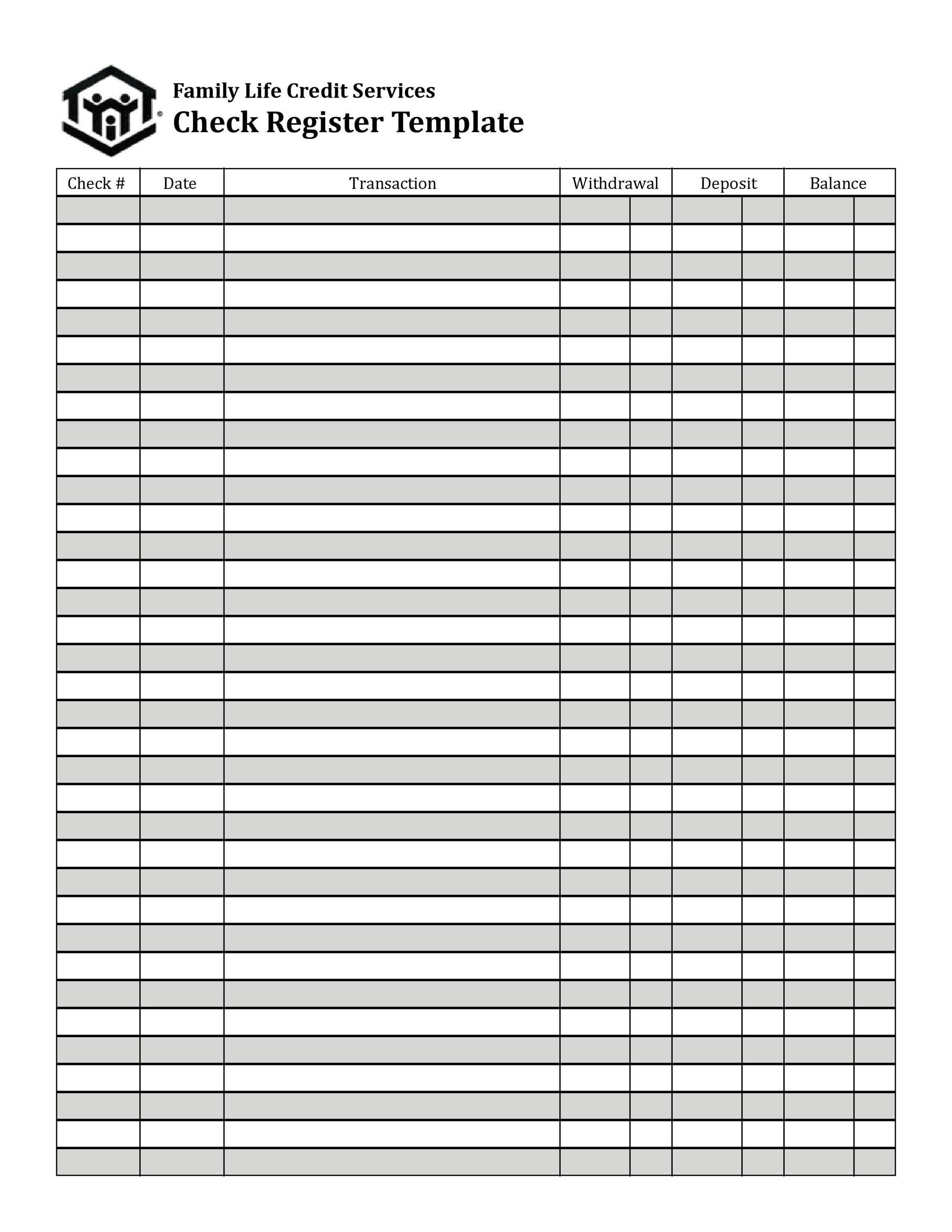 39 Checkbook Register Templates [100% Free, Printable] ᐅ Templatelab regarding Free Printable Large Print Check Register Printable