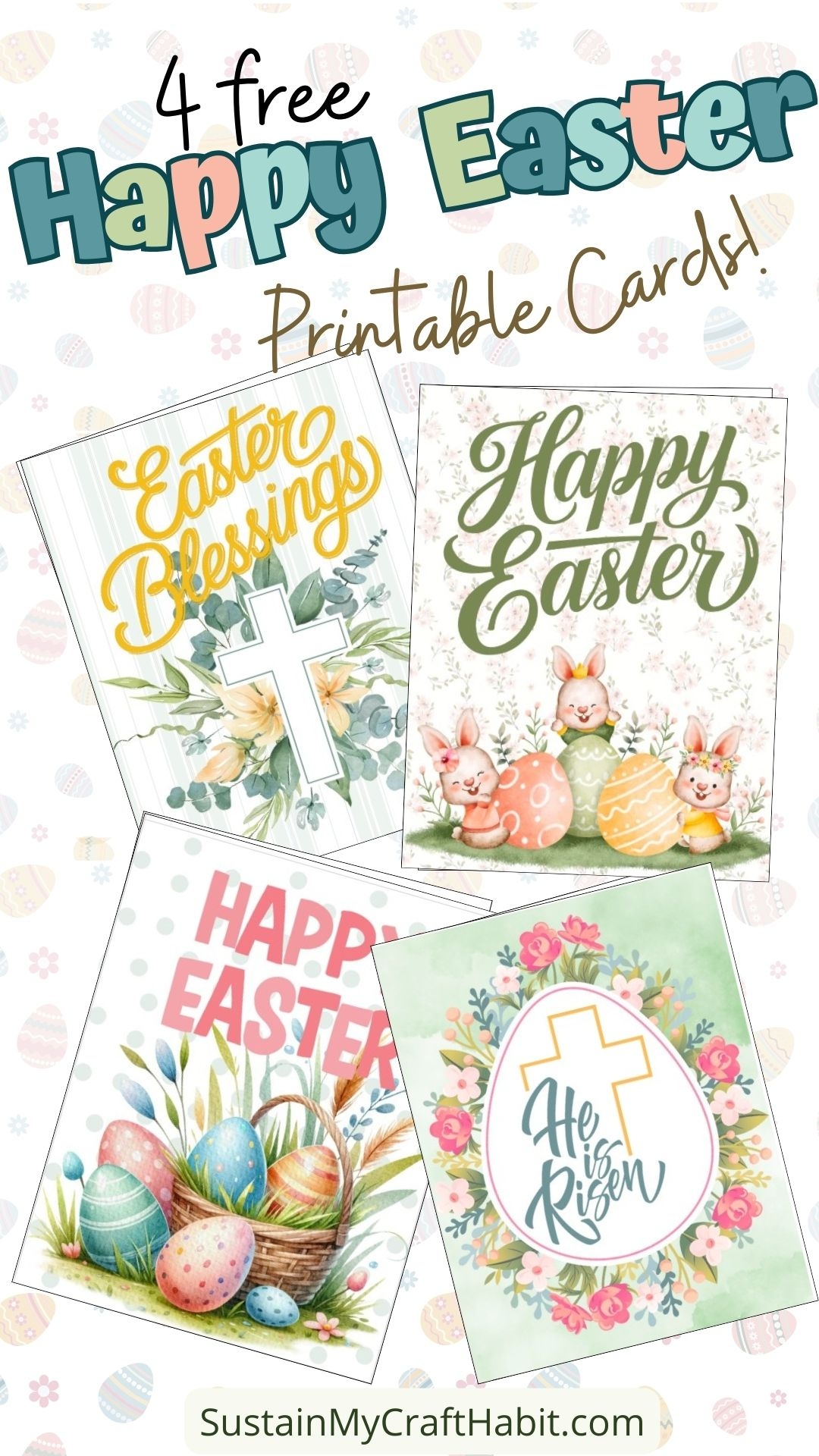 4 Free Printable Happy Easter Cards – Sustain My Craft Habit throughout Free Printable Easter Cards To Print