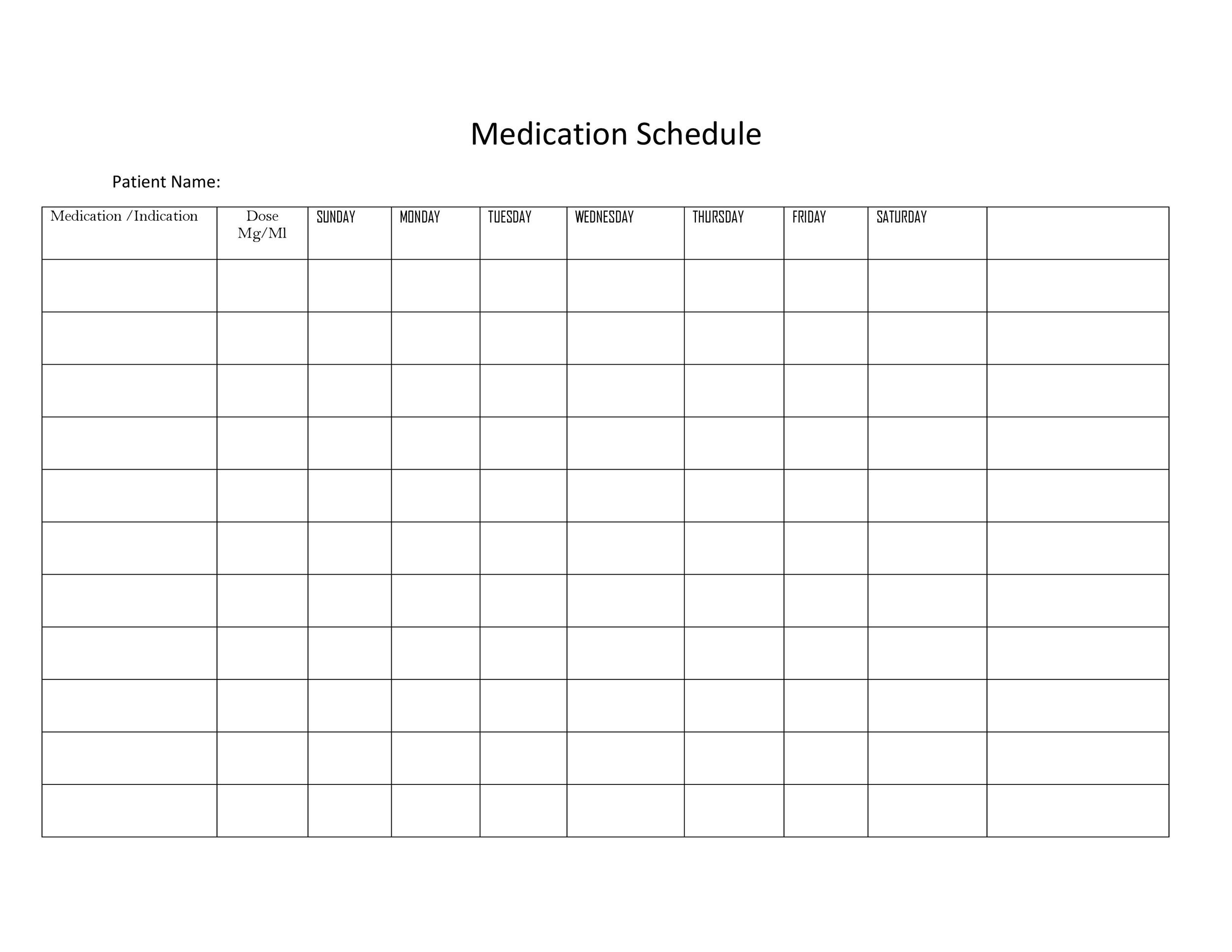 40 Great Medication Schedule Templates (+Medication Calendars) regarding Daily Printable Medication Chart