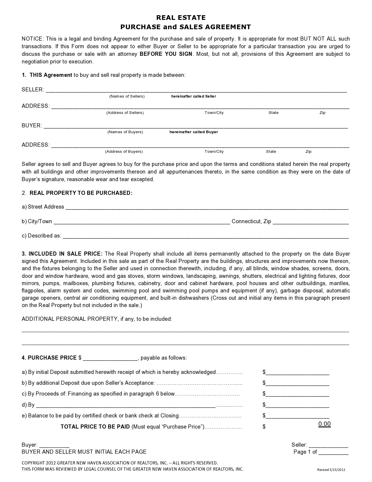 41 Simple Real Estate Purchase Agreement Templates [Free] intended for Free Printable Real Estate Purchase Agreement