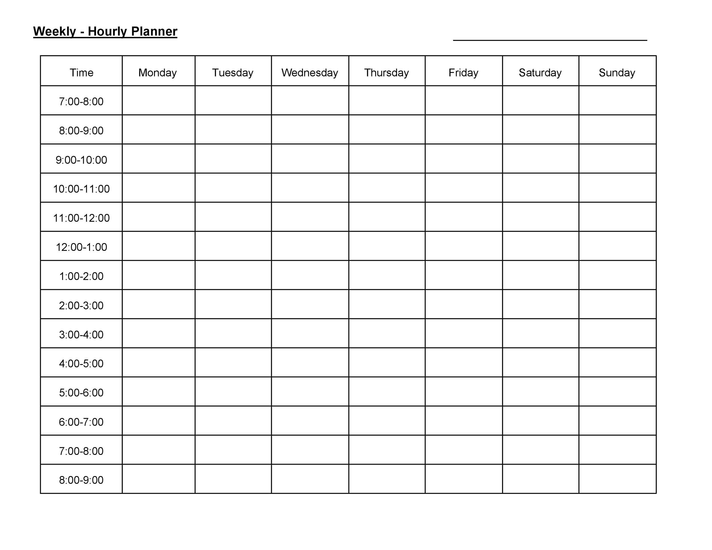 43 Effective Hourly Schedule Templates (Excel, Word, Pdf) ᐅ for Hour By Hour Schedule Printable