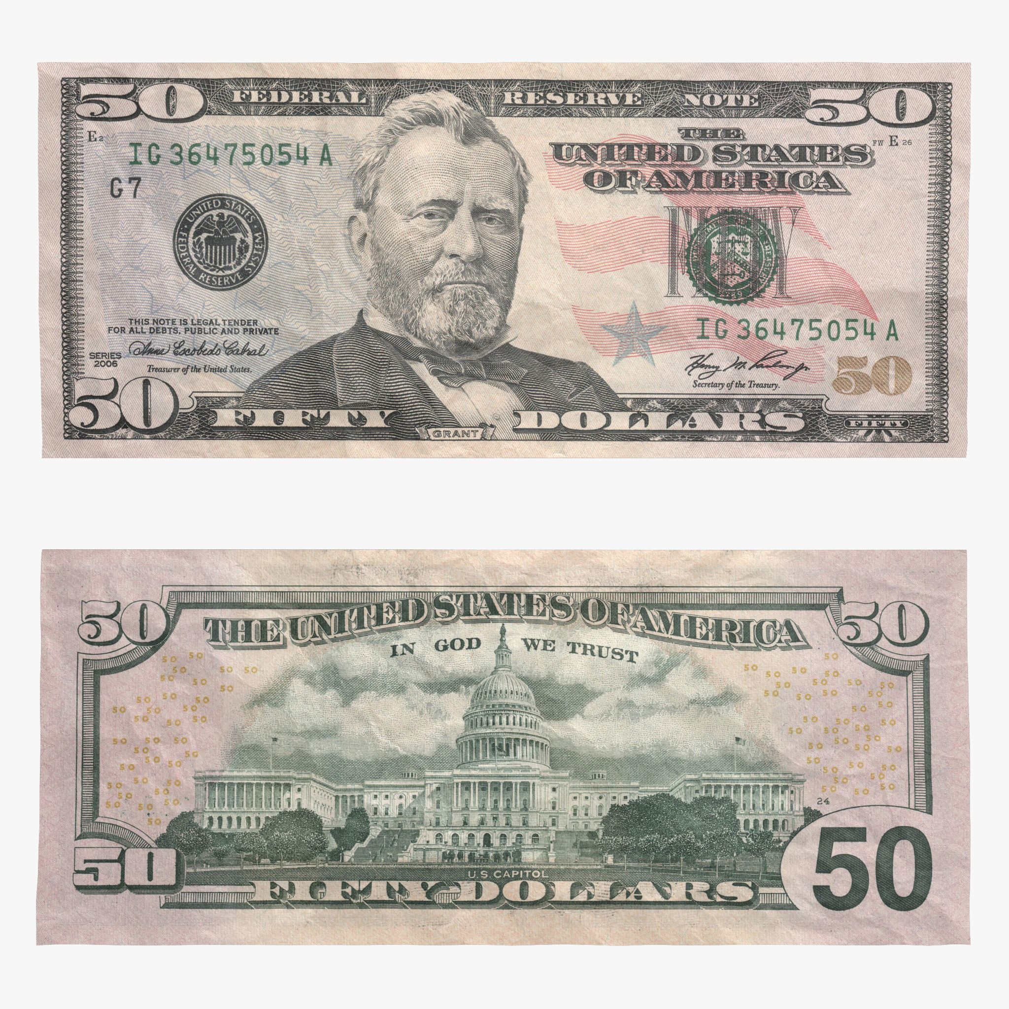 50-Dollar-Schein 3D-Modell $10 - .Obj .3Ds .Max .C4D - Free3D for Printable High Resolution 50 Dollar Bill