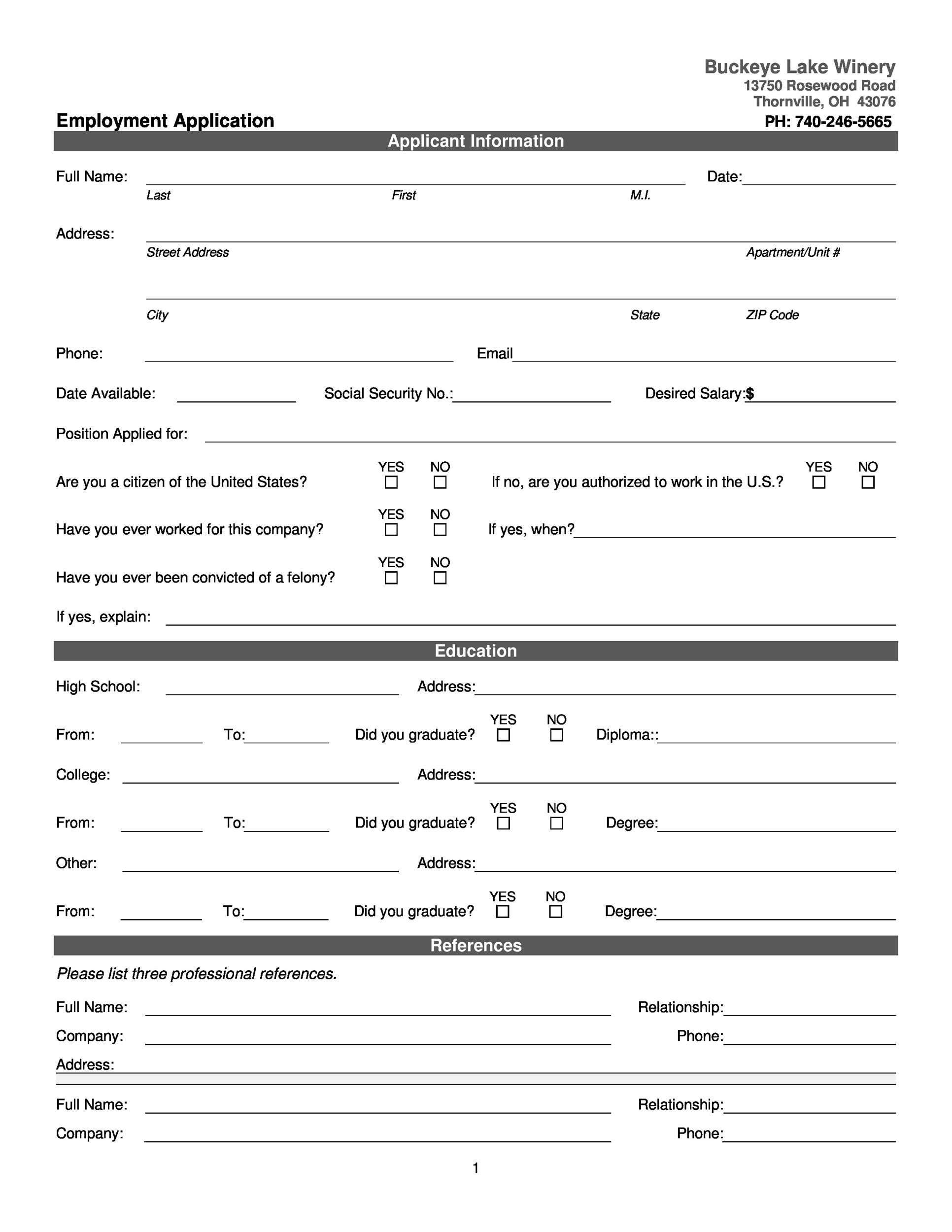 56 Free Employment &amp;amp; Job Application Form Templates [Printable] ᐅ for Downloadable Free Printable Job Application
