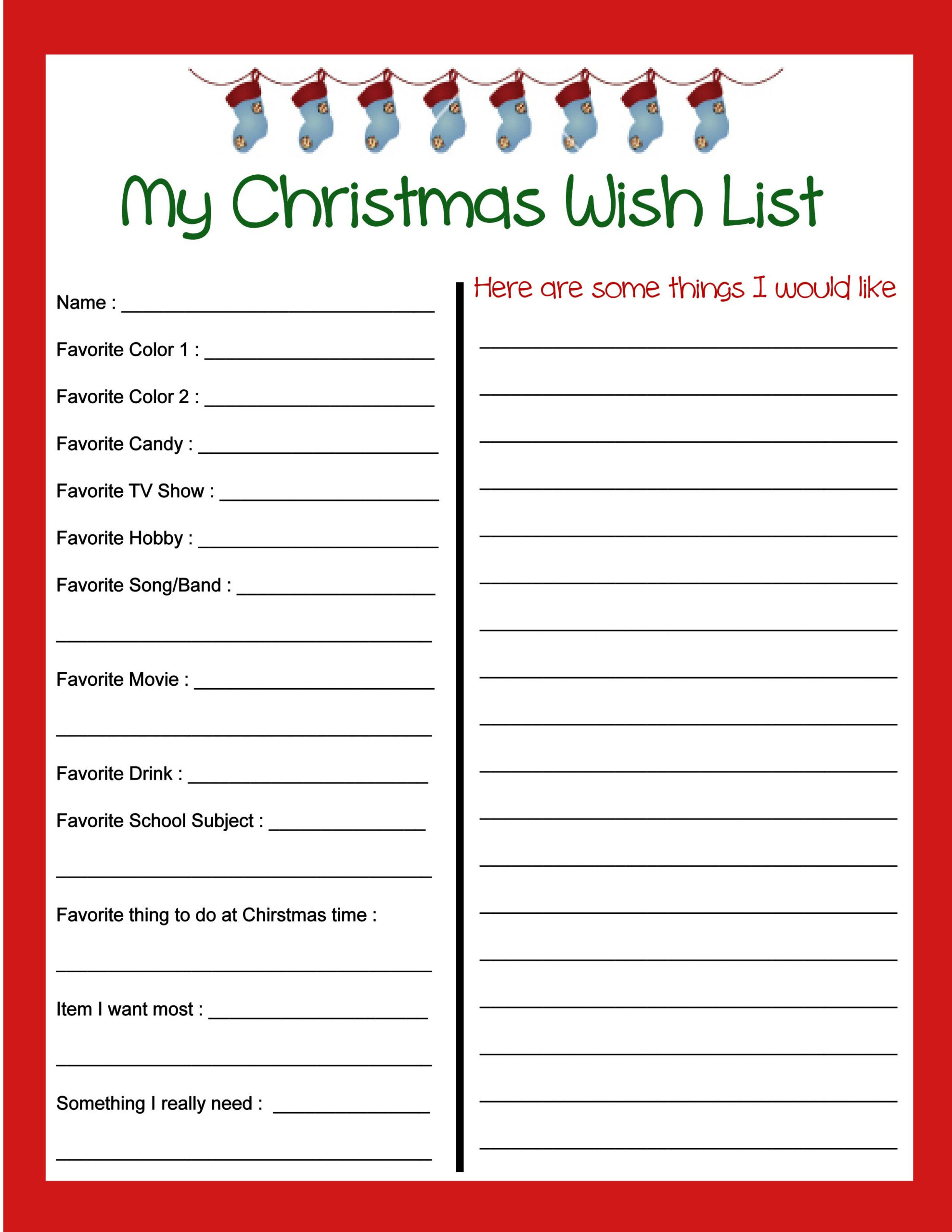 9 Best Christmas List Printable Ideas | Christmas List Printable with Free Christmas List Template Printable