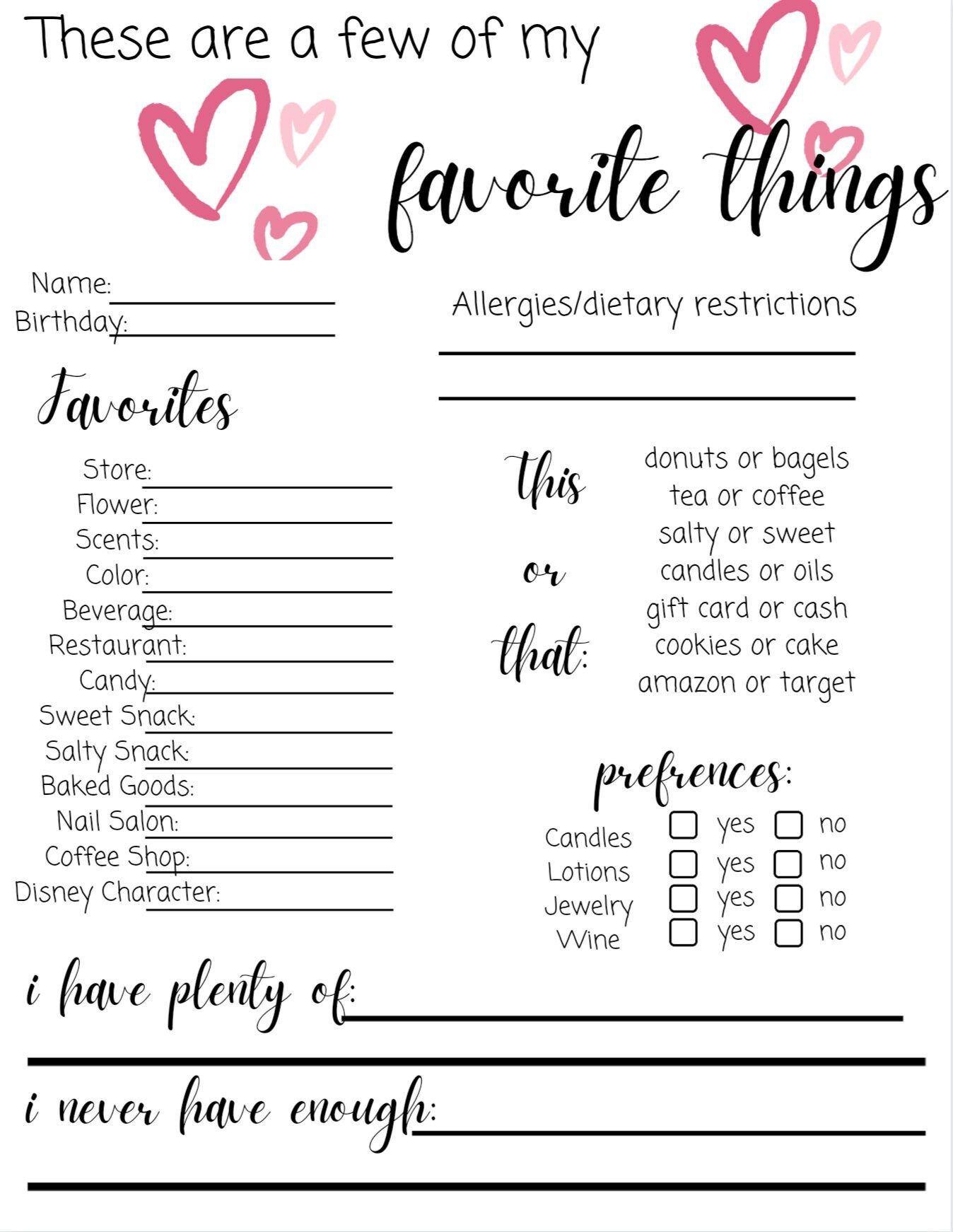A Few Of My Favorite Things Printable - Shop On Pinterest with Just a Few of Your Favorite Things Printable