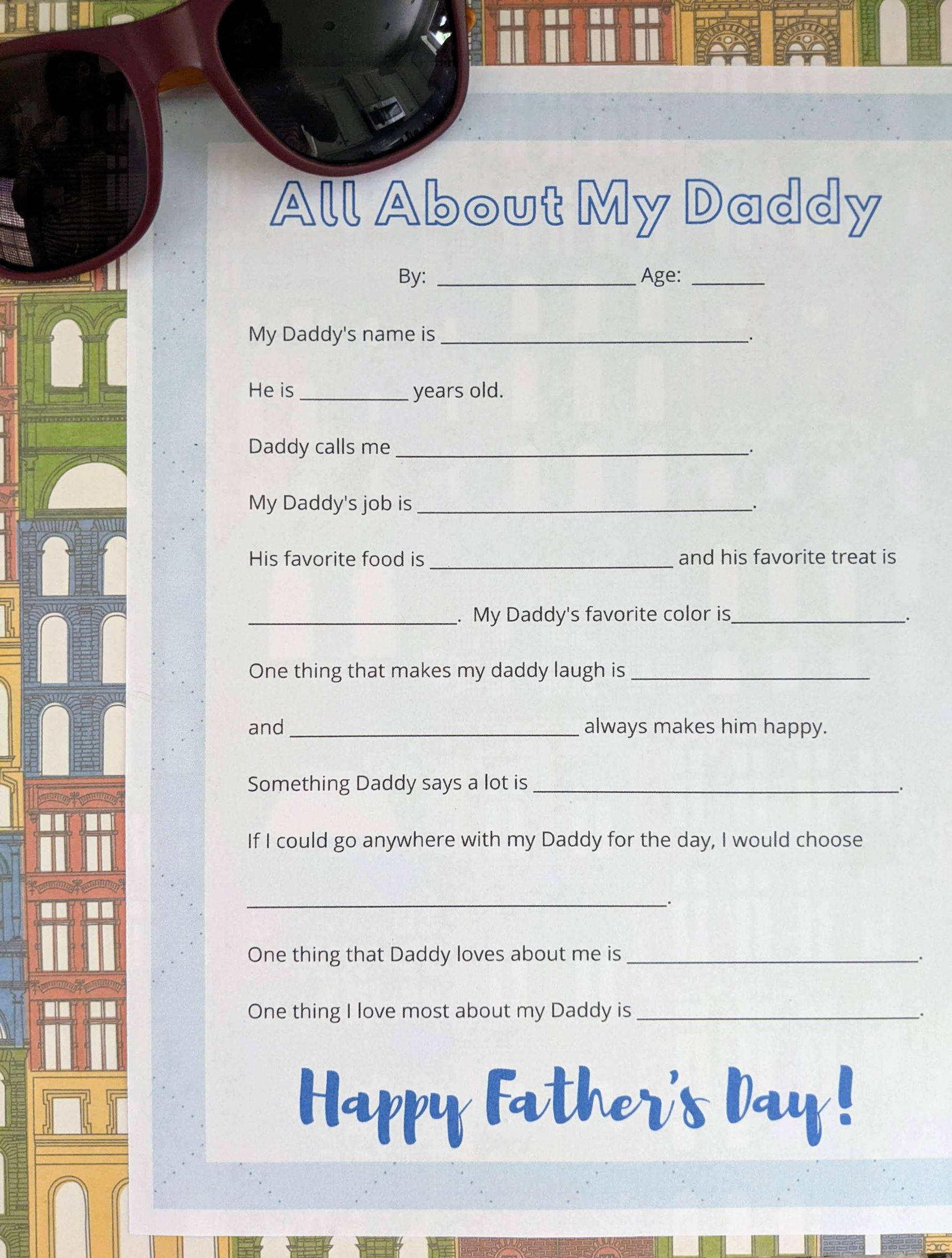All About My Dad: Printable Father'S Day Interview Questions For within Free Printable Father's Day Questionnaire