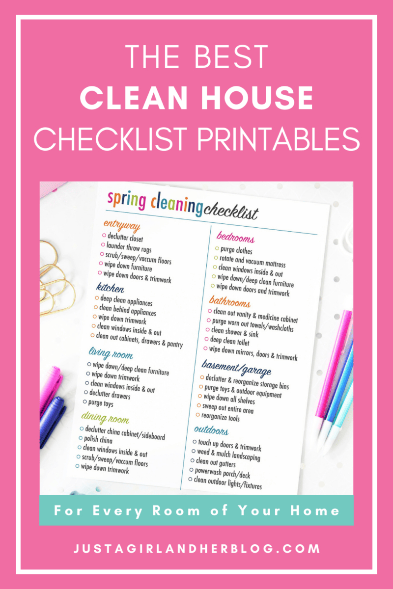 An Awesome Clean House Checklist Printable For Every Room | Abby throughout Cleaning Checklist By Room Printable