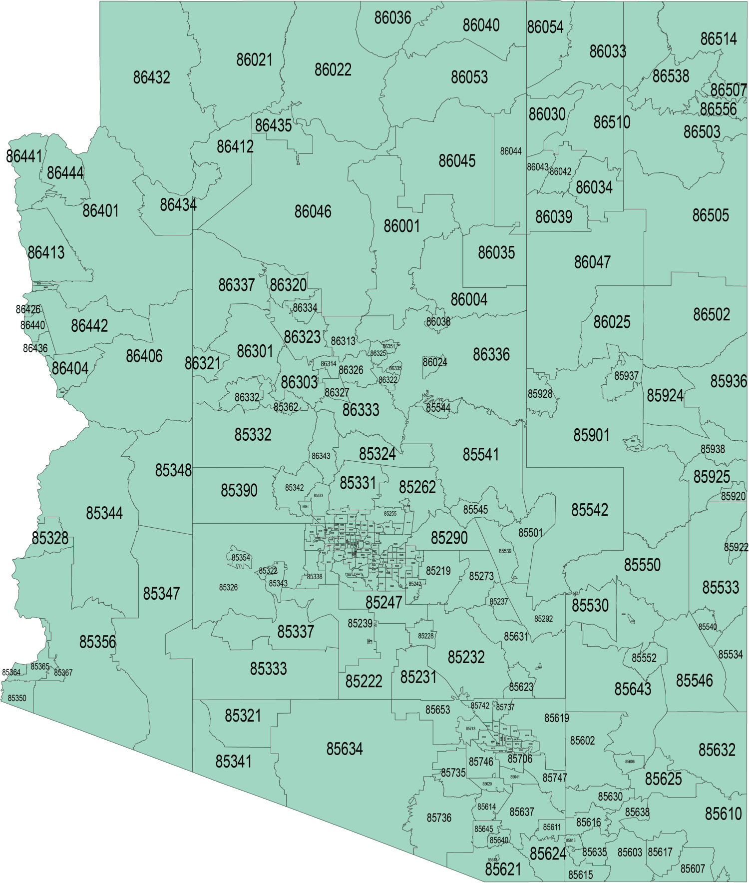 Arizona Zip Code Map - Your-Vector-Maps inside Printable Arizona Zip Code Map