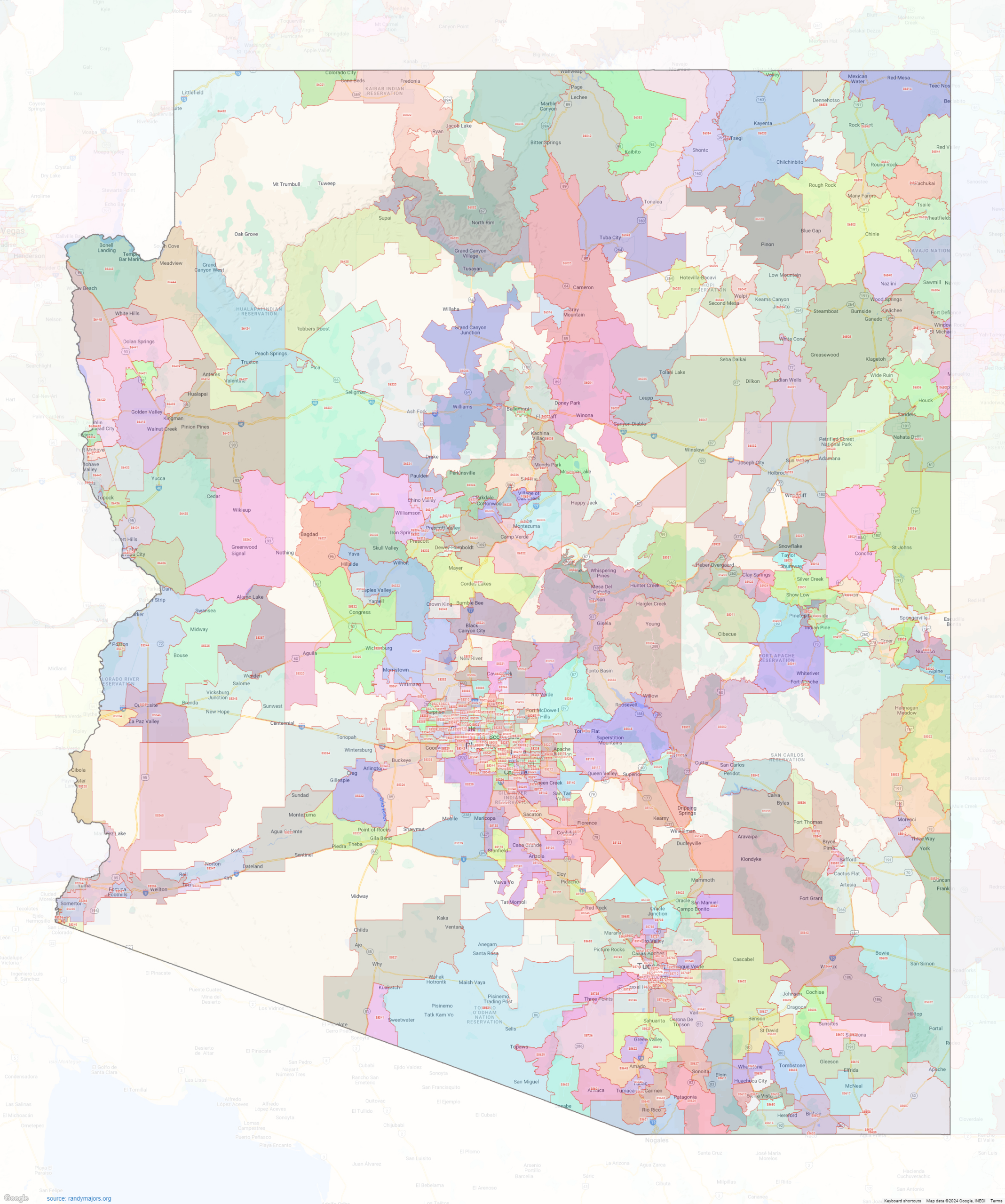 Arizona Zip Codes – Shown On Google Maps in Printable Arizona Zip Code Map