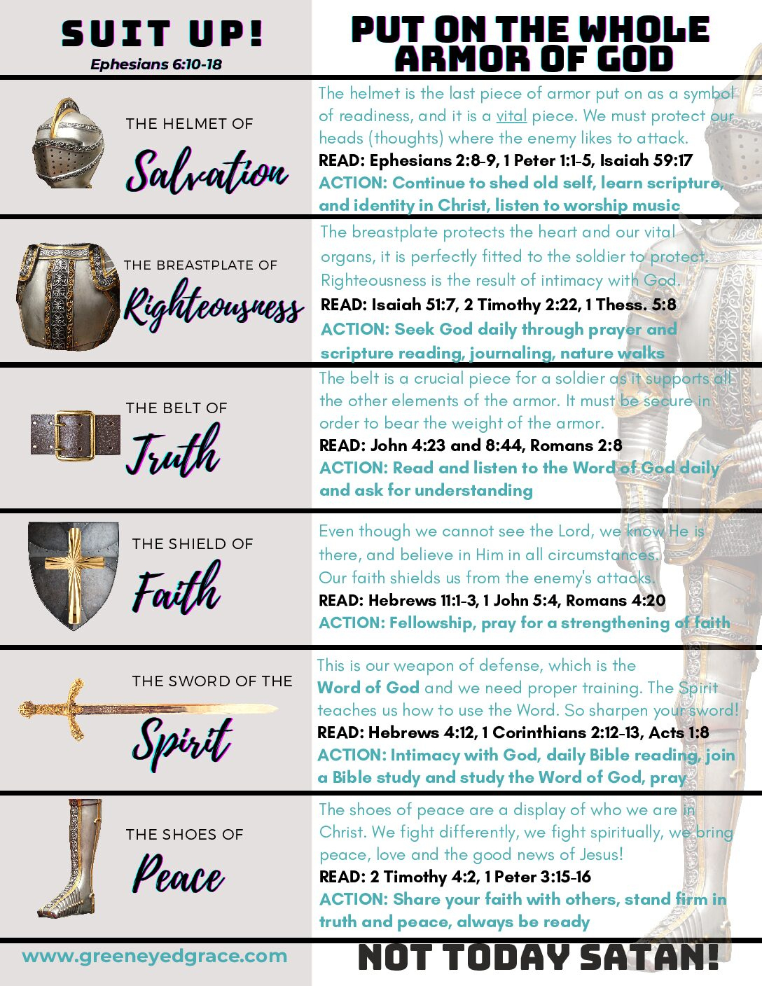 Armor Of God (Ephesians 6:12) - Free Printout ~ Green Eyed Grace regarding Armor of God Free Printable