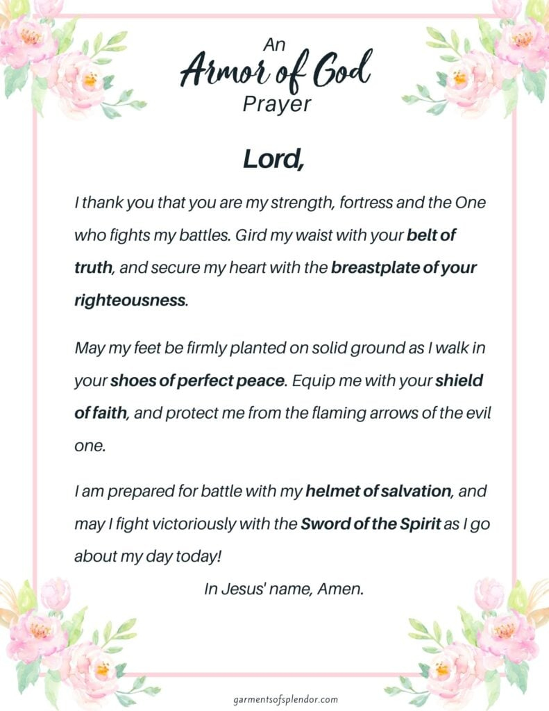 Armor Of God Prayers To Pray With Power (With Free Printables) - within Printable Armor Of God Prayer