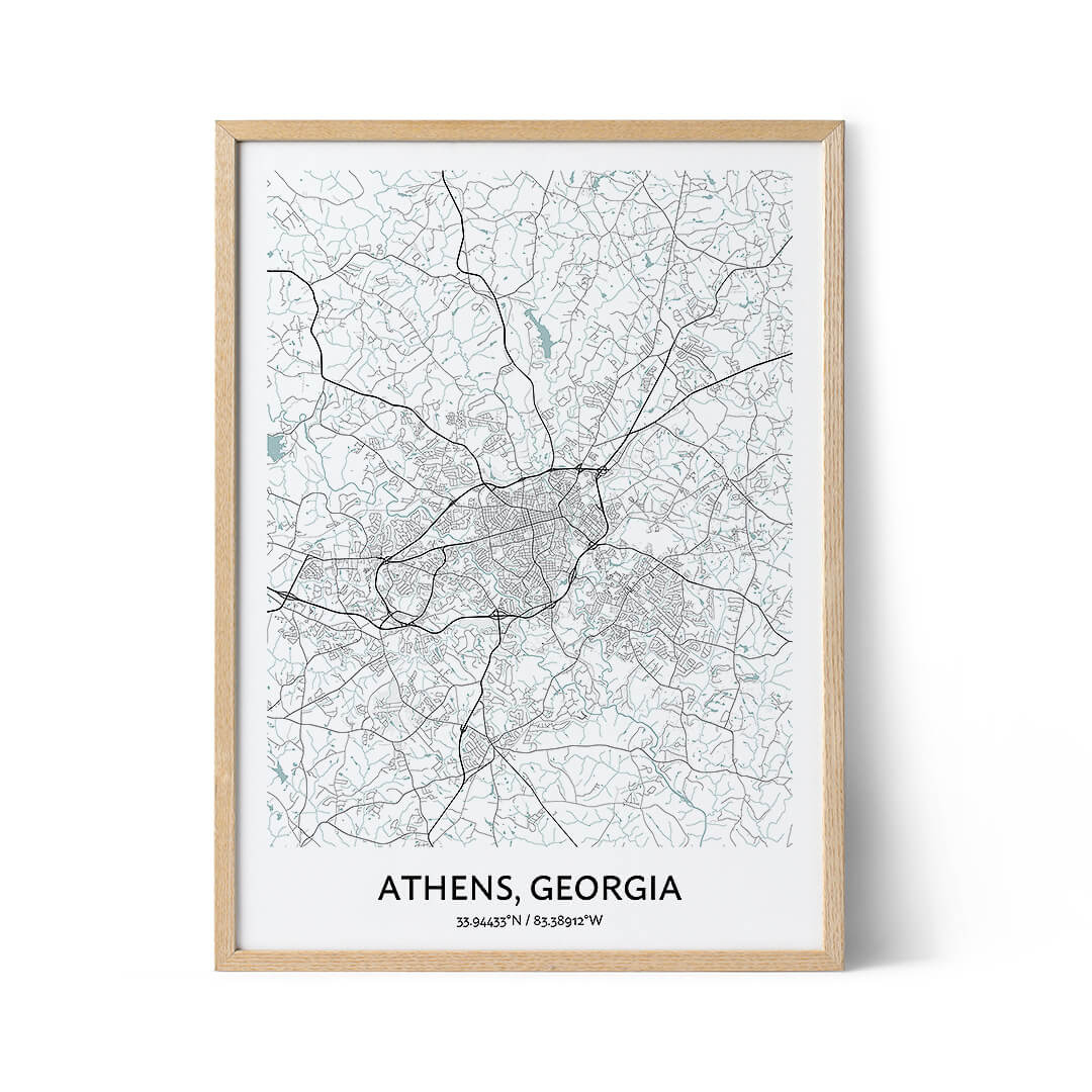 Athens Georgia Map Poster - Your City Map Art - Positive Prints within Printable Map Of Athens Ga