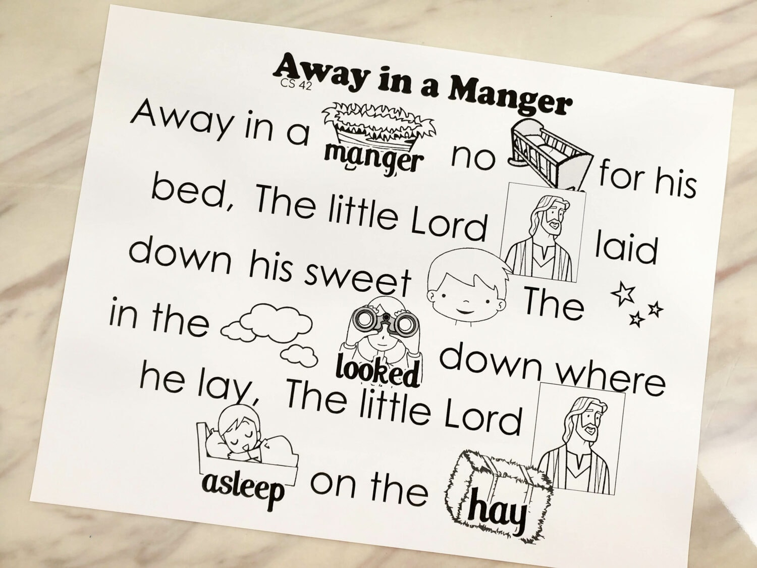 Away In A Manger Flip Chart & Lyrics - Primary Singing pertaining to Words To Away In A Manger Printable