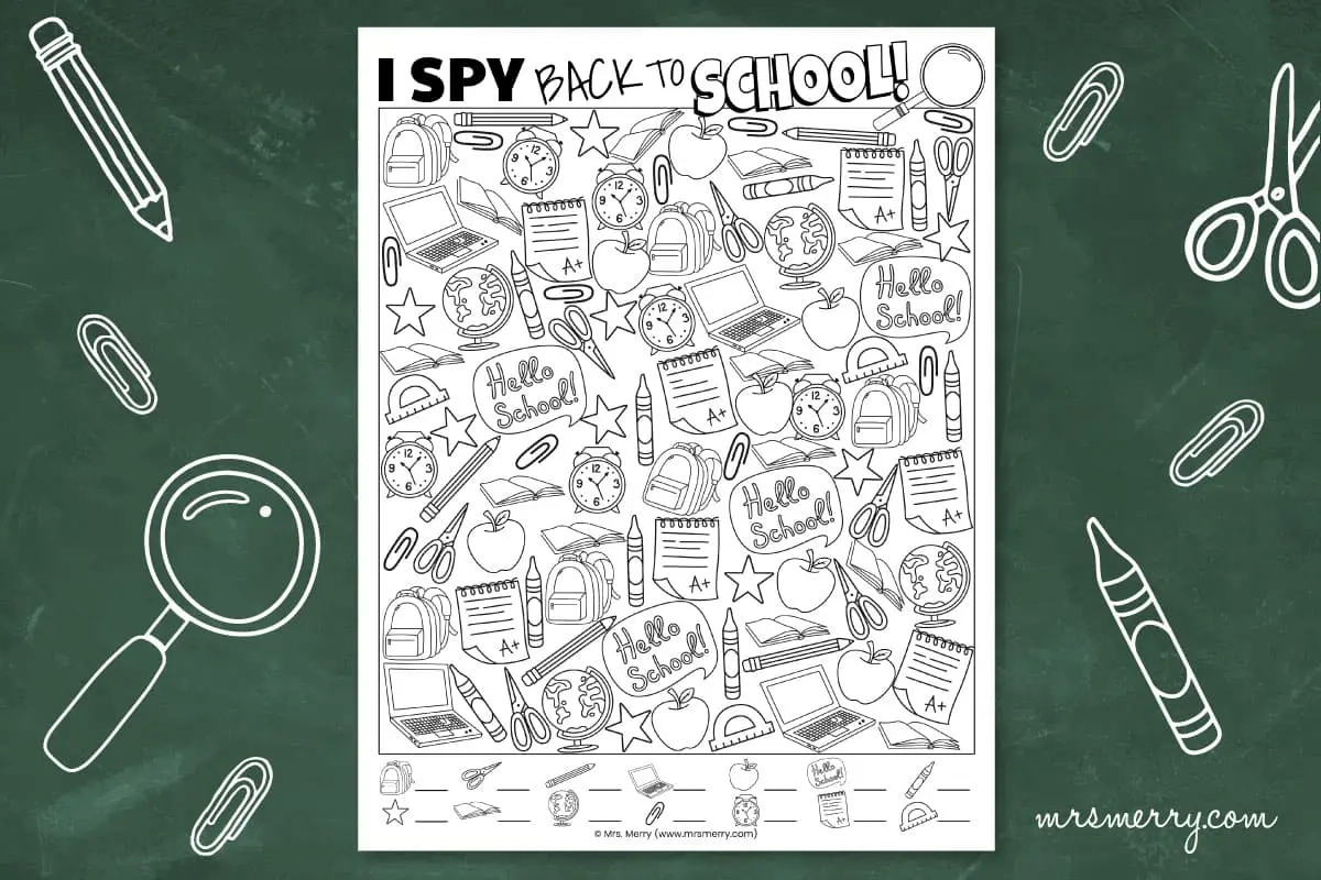 Back To School I Spy Free Printable | Mrs. Merry for Back to School Hidden Pictures Printable