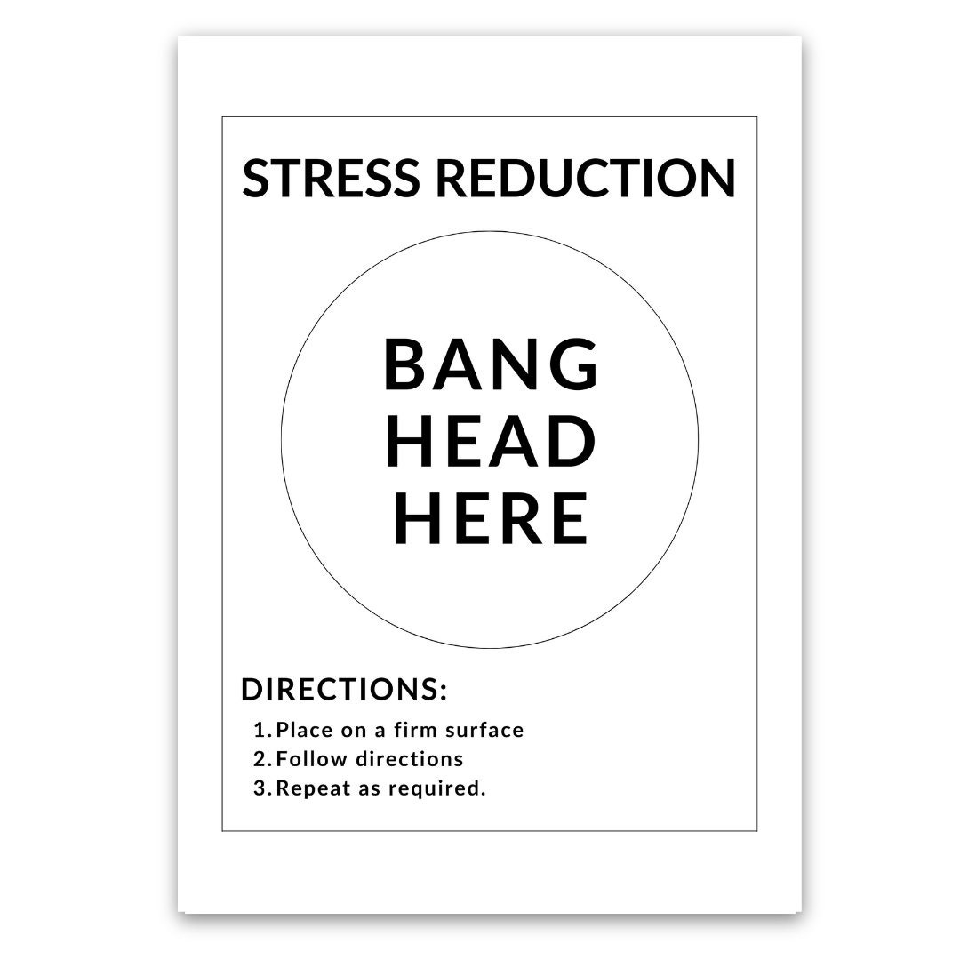 Bang Head Here Sign: Funny Stress Reduction Art (Pdf Download) - Etsy within Bang Head Here Sign Printable