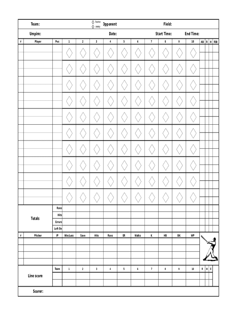 Baseball Scorecard Template Form - Fill Online, Printable throughout Baseball Score Sheets Printable Free