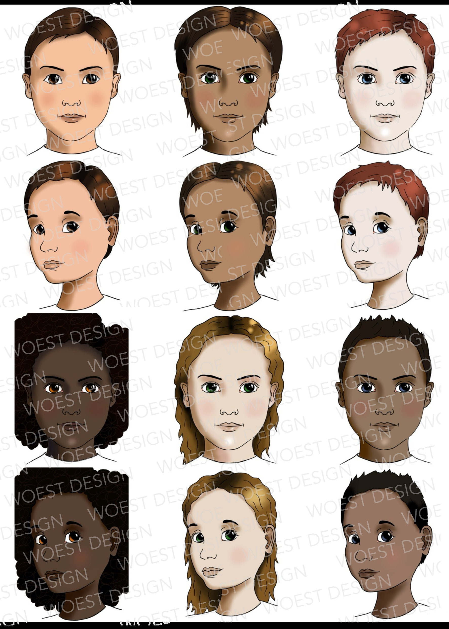 Blank Template Set B Digital Download - Face Paint Design Board within Face Painting Templates Free Printable