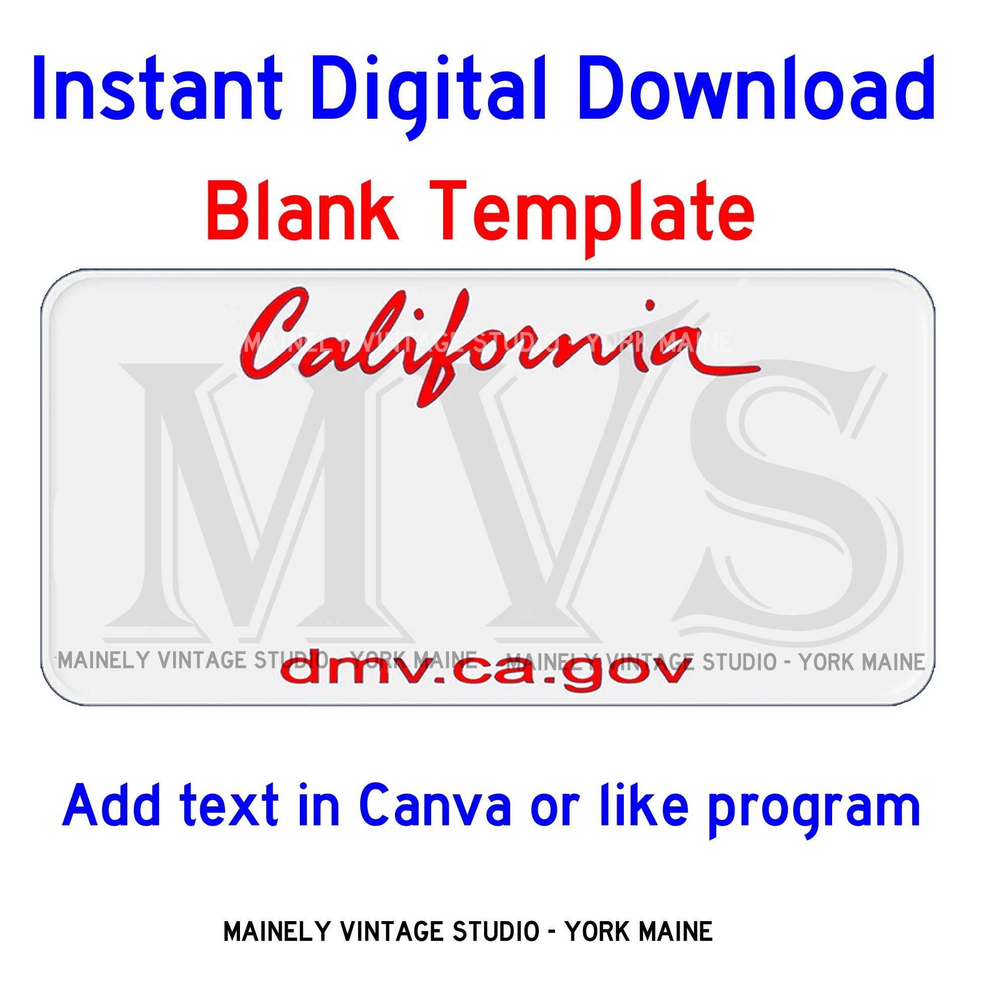 California Ca Licence - Vanity Plate Blanko Vorlage Digital with regard to Printable Temporary License Plate California