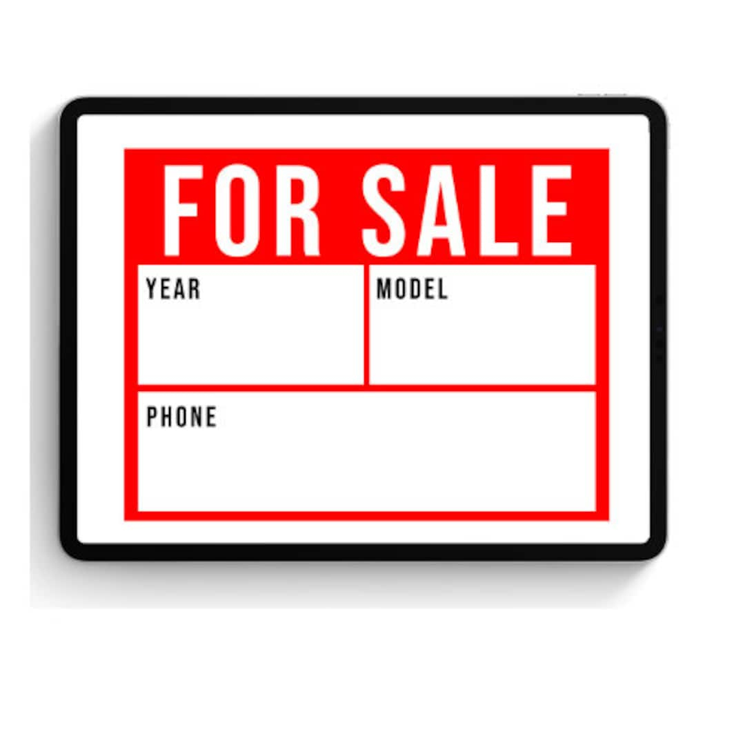 Car For Sale Sign - Digital Download - Us Letter & A4 Pdf File intended for Car For Sale Sign Printable