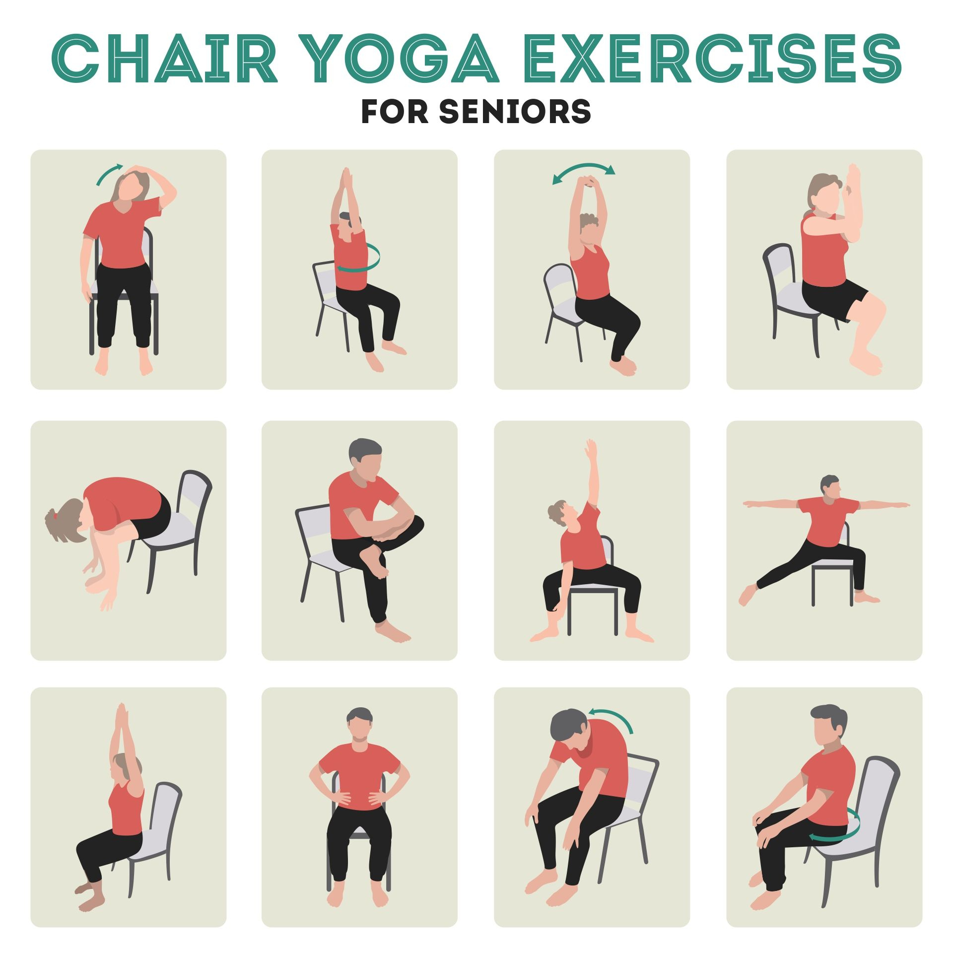 Chair Yoga Poses - 10 Free Pdf Printables | Printablee in Beginner Printable Chair Yoga Poses