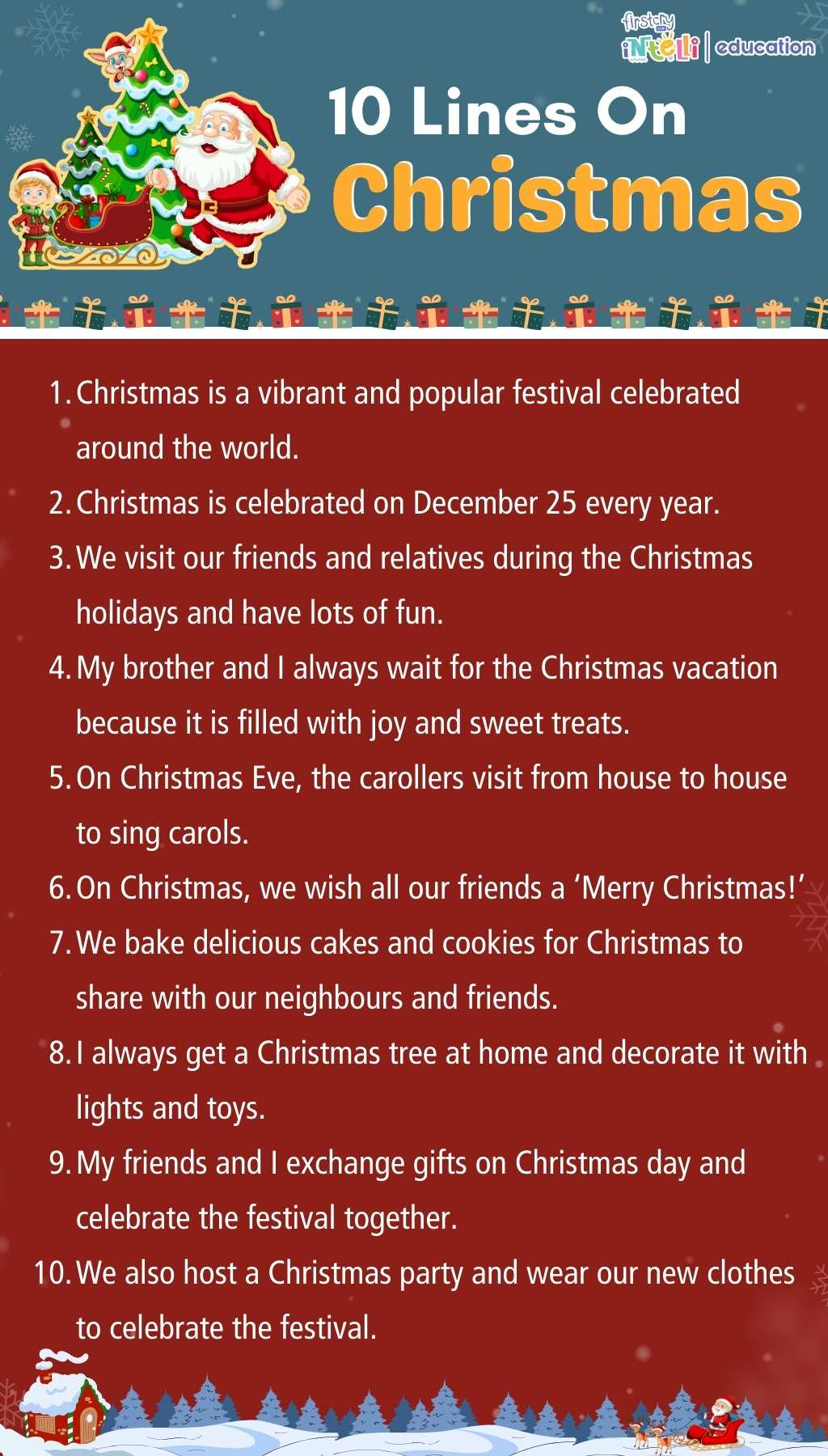 Christmas Essay In English For Classes 1-3: 10 Lines, Short & Long with regard to Christmas Speech For Kids Printable