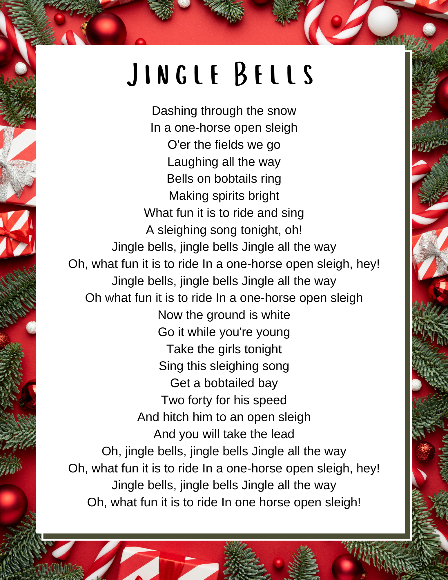 Christmas Songs Lyrics - Lyrics To Popular Christmas Carols intended for Words to Christmas Songs Printable