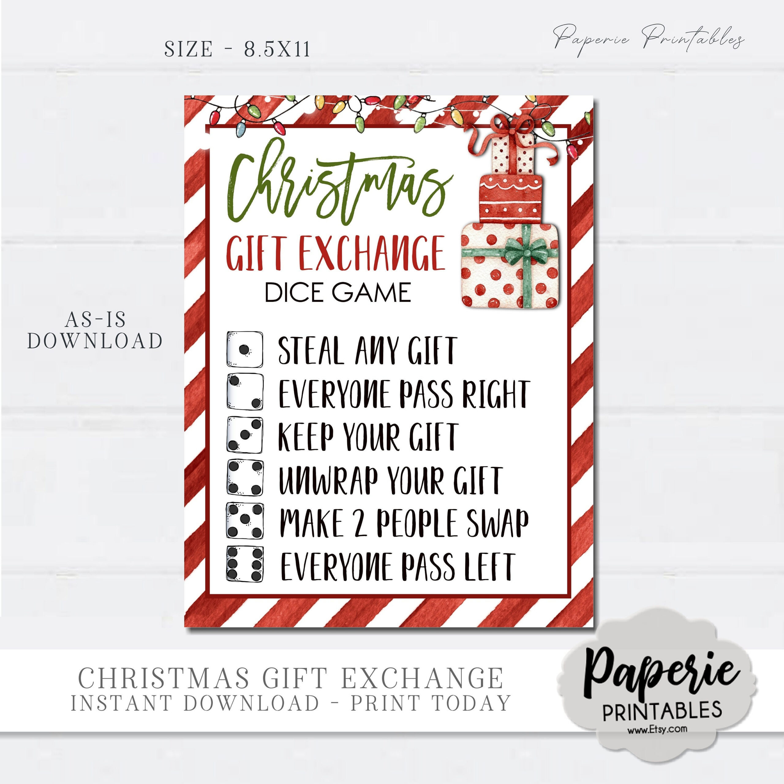 Christmas White Elephant Gift Exchange Rules Printable, Christmas throughout White Elephant Game Rules Printable