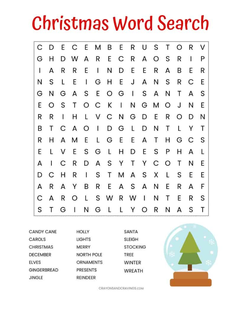 Christmas Word Search Printable (For Kids Or Adults) for Free Printable Christmas Find A Word
