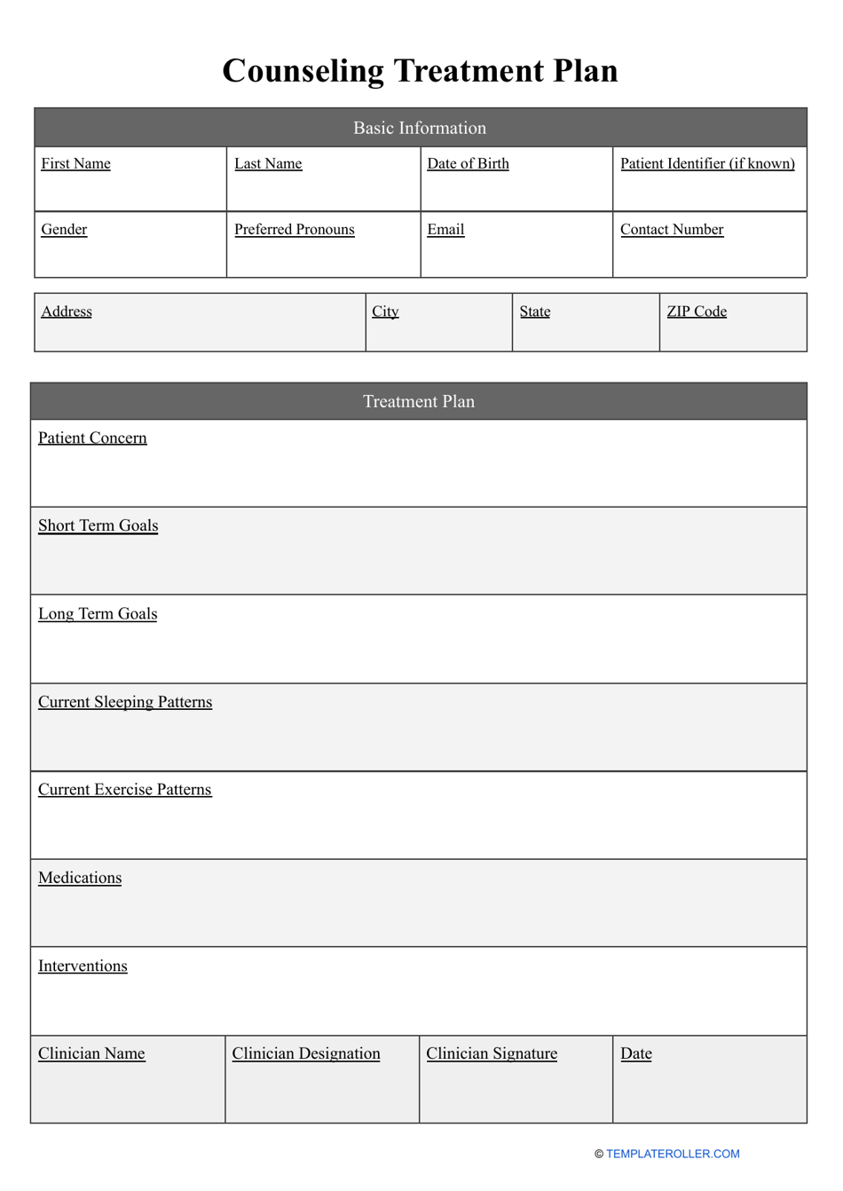 Counseling Treatment Plan Template Download Printable Pdf within Free Printable Counseling Treatment Plan Template