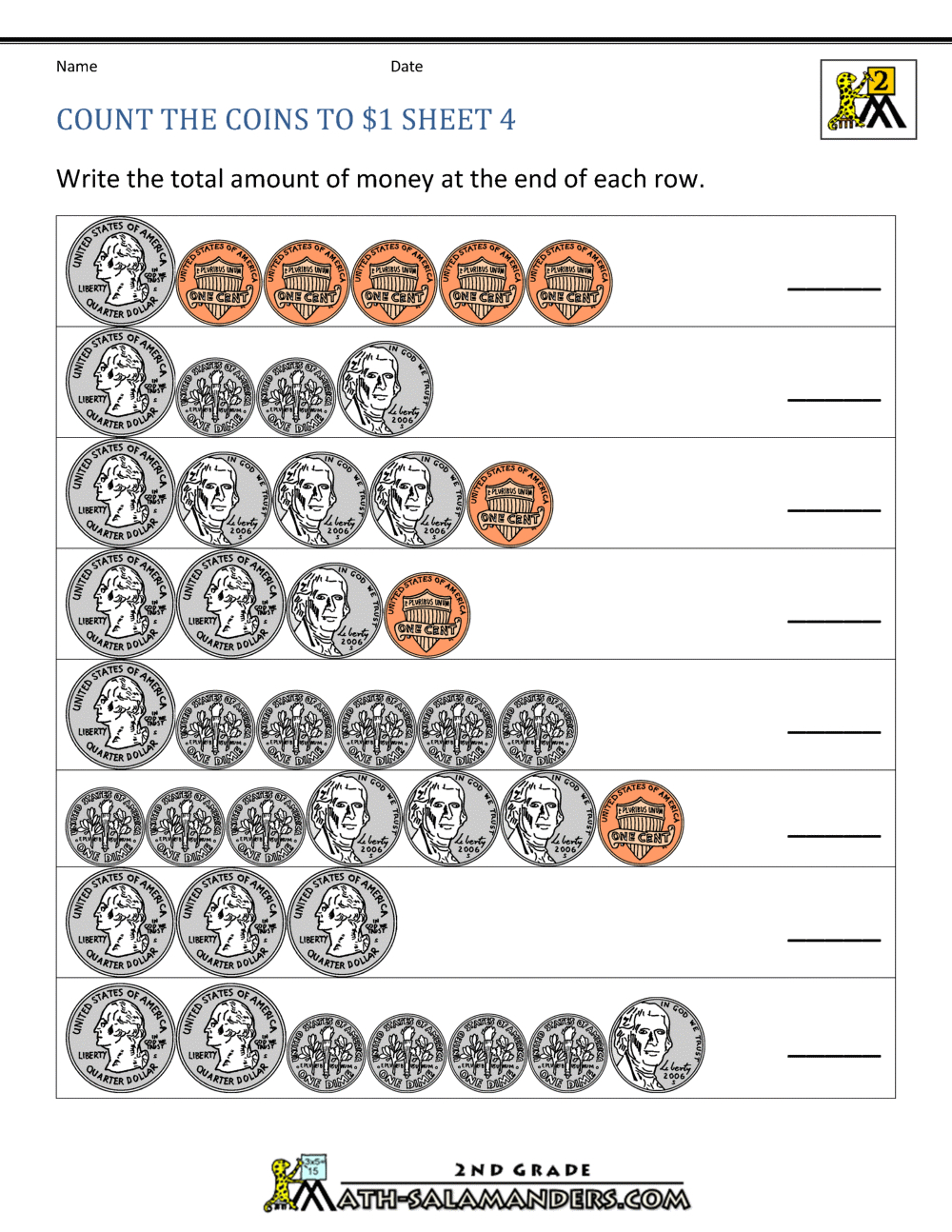Counting Money Worksheets Up To $1 with Free Printable Counting Money Worksheets