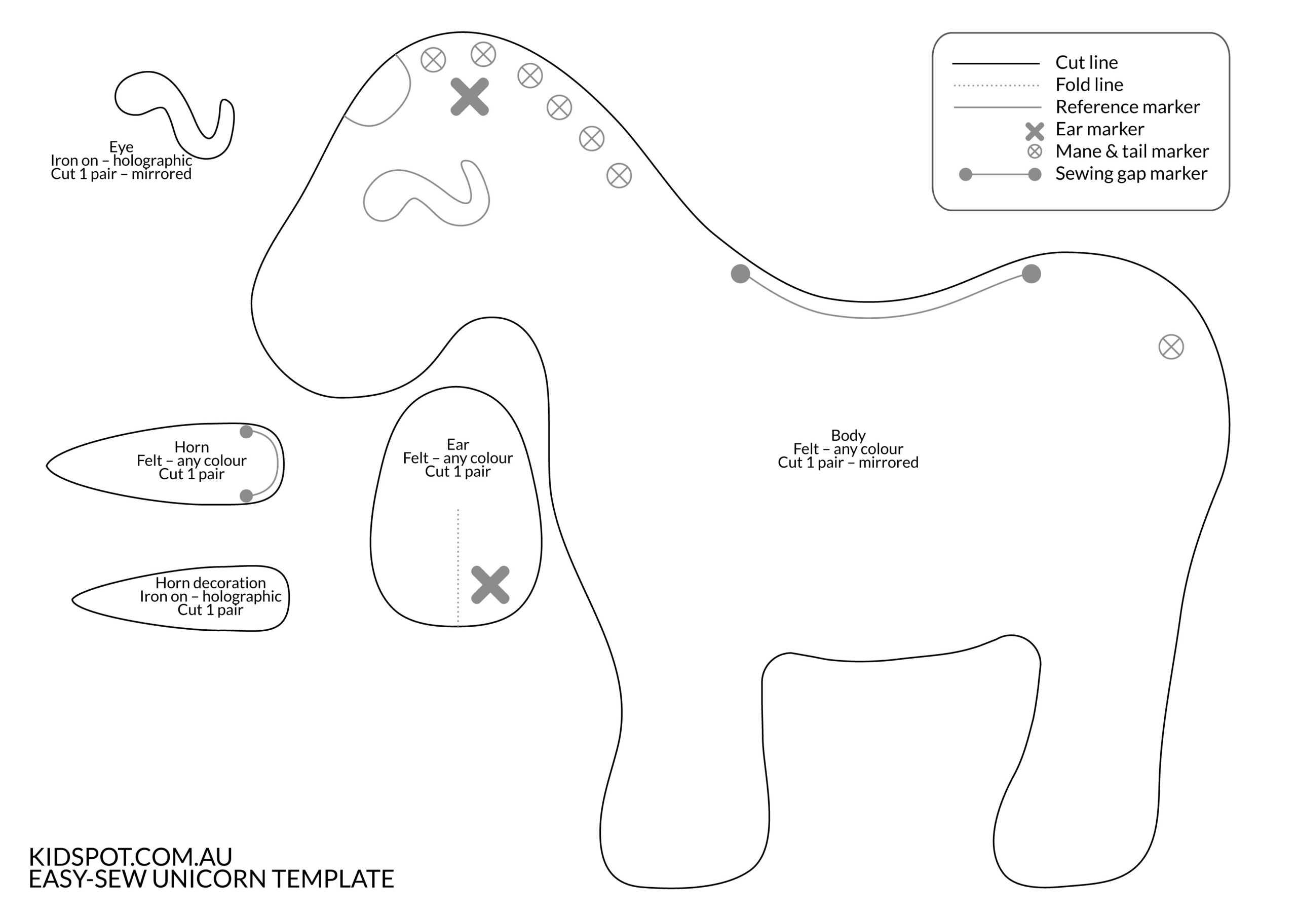 Craft Ideas: Make An Easy-Sew Unicorn For Some Magical Time inside Printable Free Unicorn Sewing Pattern