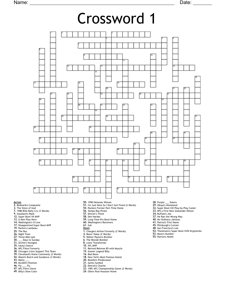 Crossword 1 - Wordmint for Free Printable Crossword Puzzles Denver Post