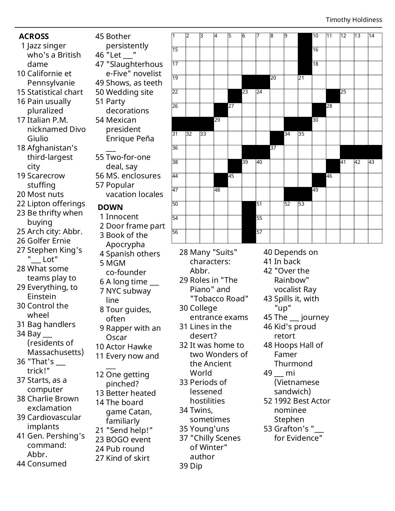 Crossword Puzzles | The Bogalusa Daily News within Daily Free Printable Crossword Puzzles