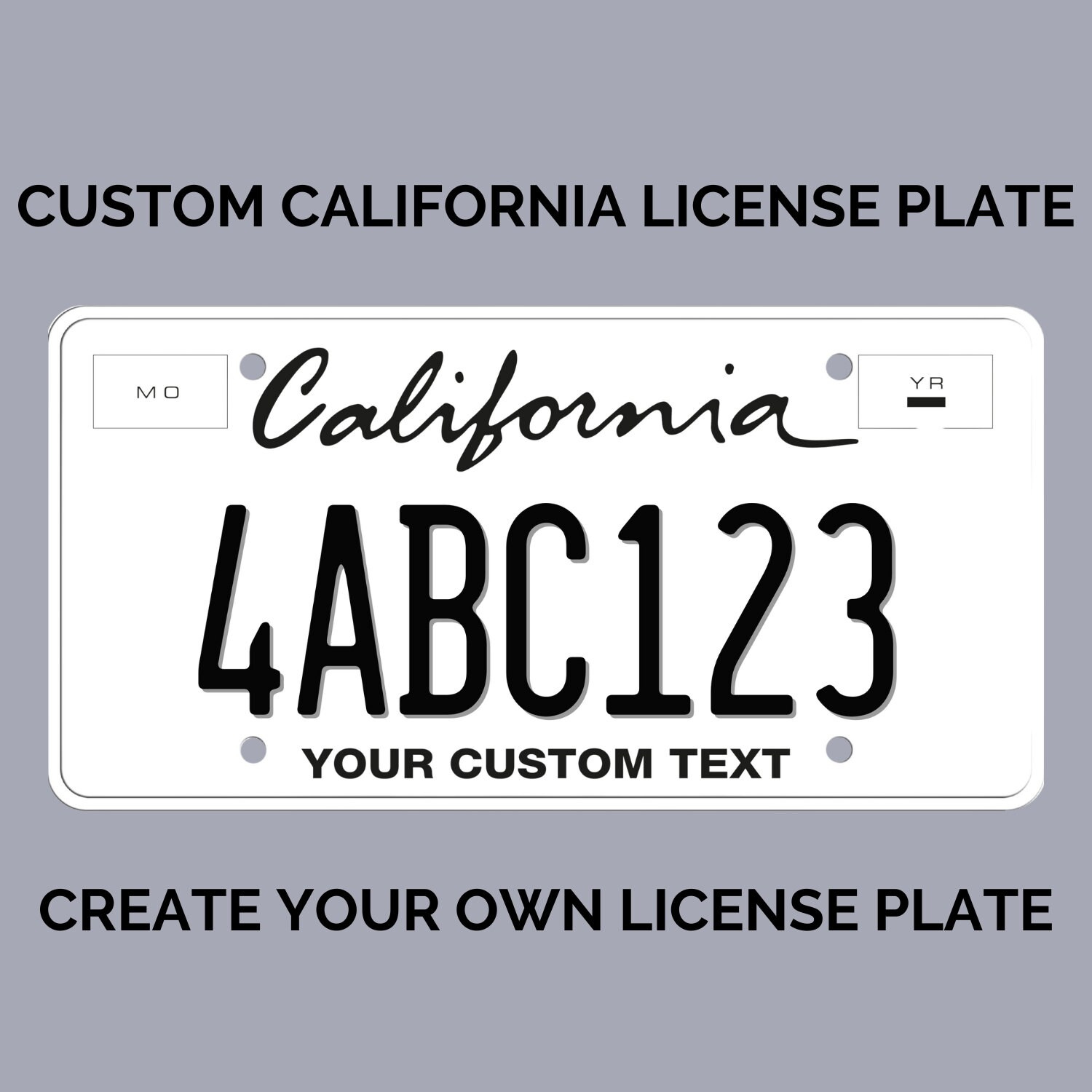 Custom White California License Plate / Personalized California with regard to Printable Temporary License Plate California