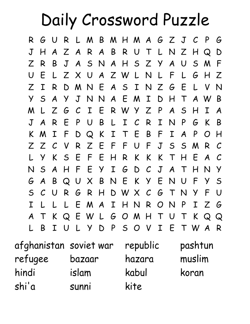 Daily Crossword Puzzle Word Search - Wordmint throughout Daily Free Printable Crossword Puzzles