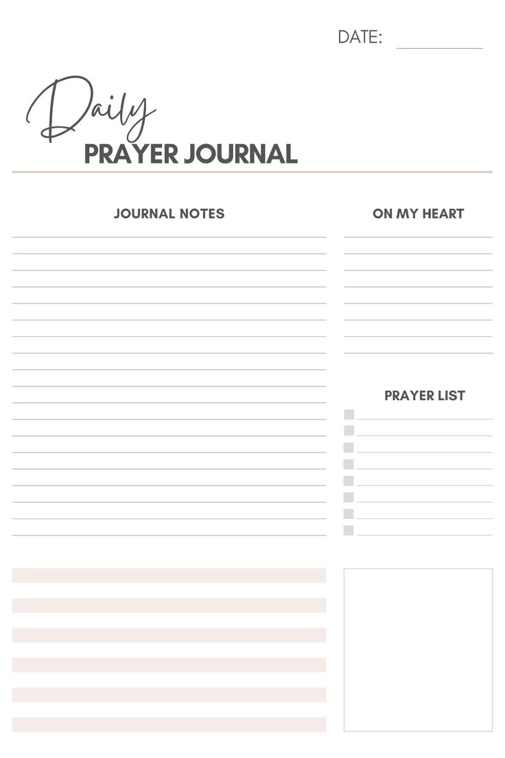 Daily Journal Layout Free Printable for Printable Bible Study Journal Template