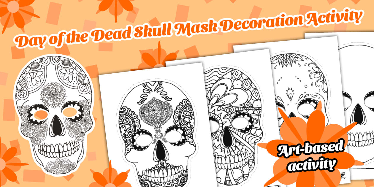 Day Of The Dead Skull | Mask Template | Day Of The Dead Art with Printable Skulls For Day Of The Dead