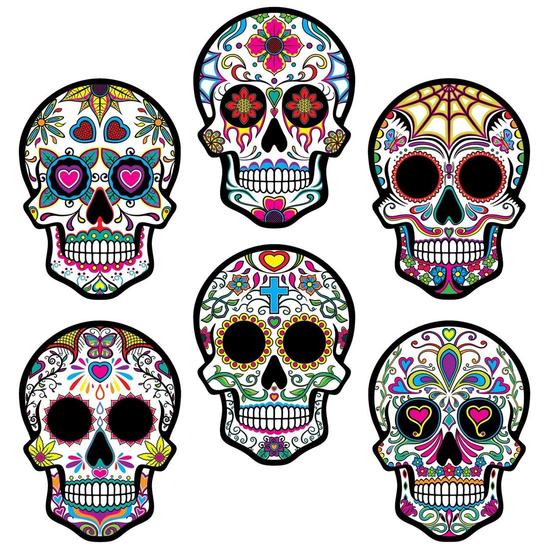 Day Of The Dead Sugar Skull Cut-Outsbeistle Company 6-Piece Set regarding Printable Skulls For Day Of The Dead