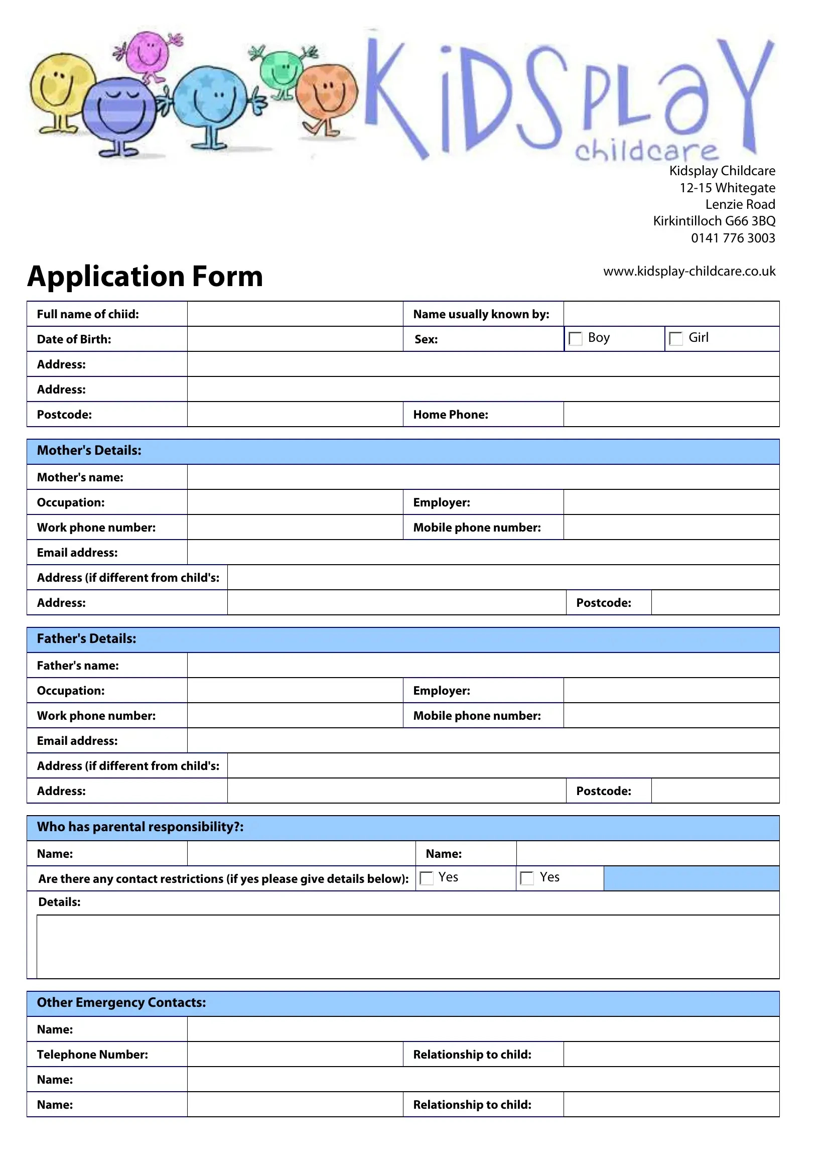 Daycare Registration Form ≡ Fill Out Printable Pdf Forms Online inside Free Printable Child Care Forms