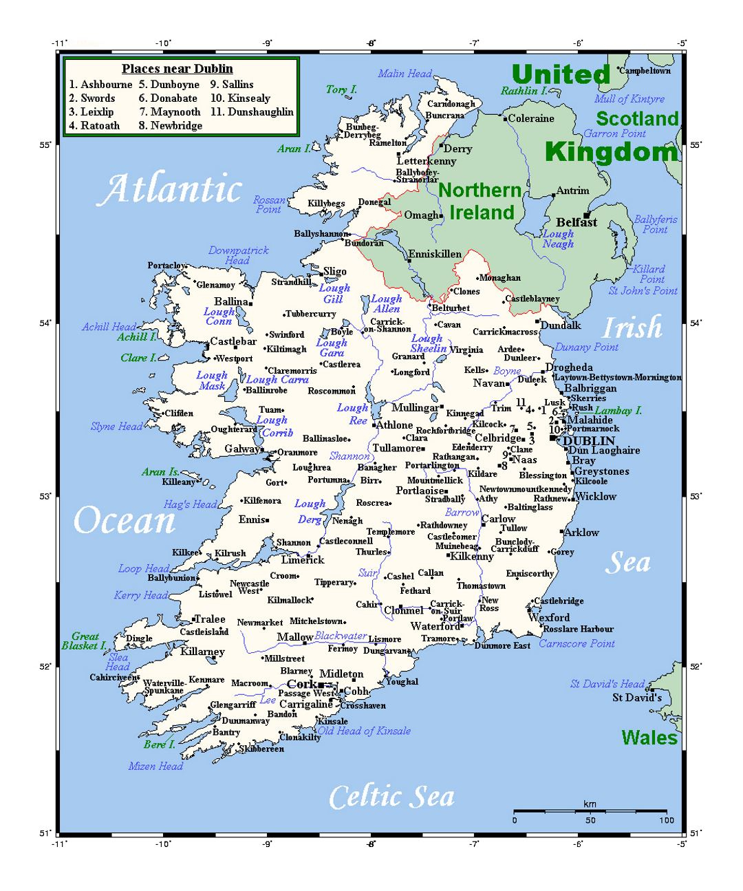 Detailed Map Of Ireland With Cities | Ireland | Europe | Mapsland intended for Printable Map Of Ireland With Cities