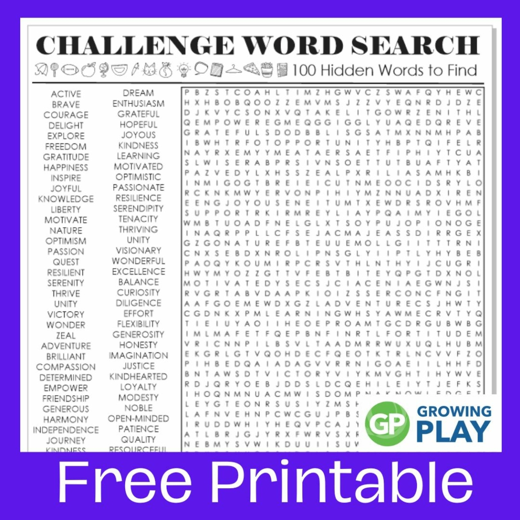 Difficult Word Search Puzzle - Free Challenge Printable - Growing Play inside 100 Hard Word Search Puzzles Printable