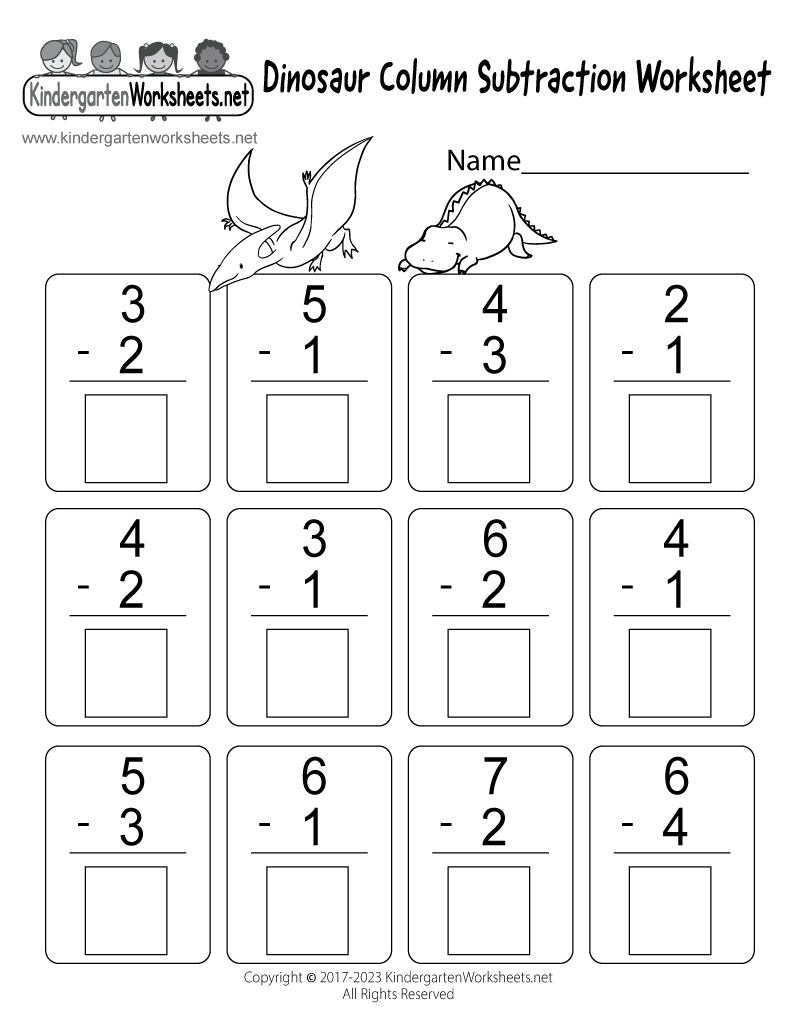Dinosaur Column Subtraction Worksheet - Free Printable, Digital, & Pdf pertaining to Free Printable Math Subtraction Worksheets For Kindergarten