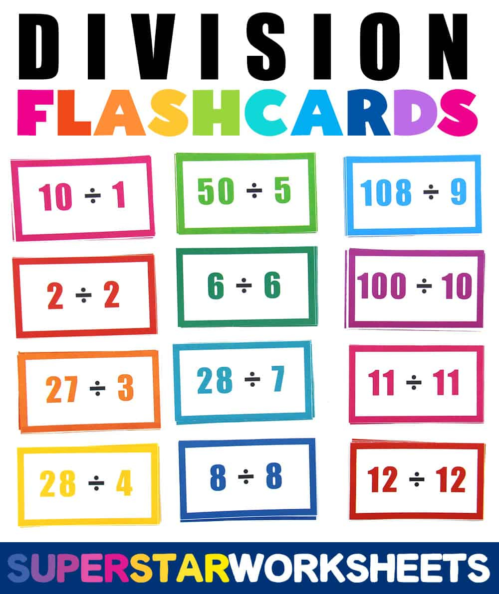 Division Flashcards - Superstar Worksheets for Division Flash Cards Printable